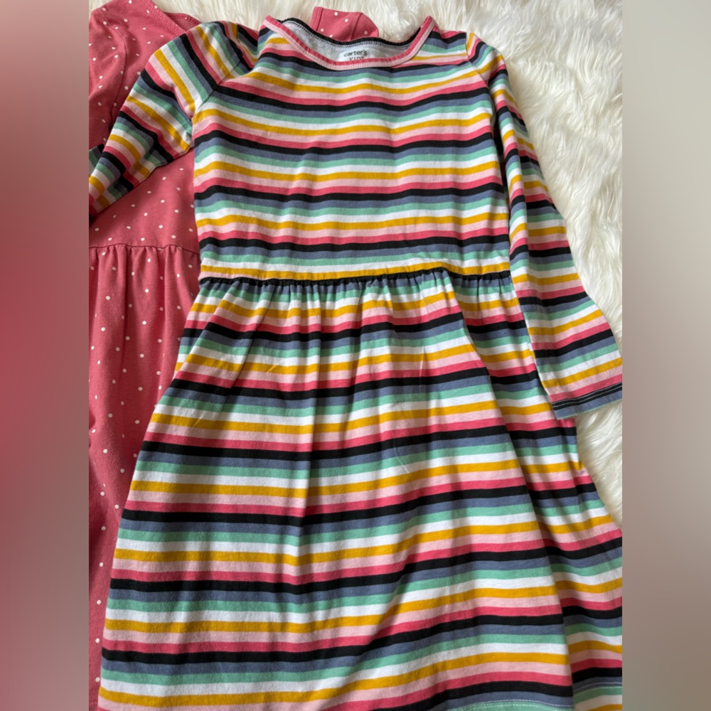 Carter's Multicolor Striped Dress with Pink Accents